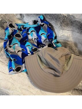 Okie Dokie - Toddler Boys Swim Trunks & Sun Hat - 3T/Small